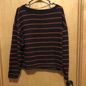 Prana Navy Orange Stripe Sustainable Hemp Blend Top Womens Size Small